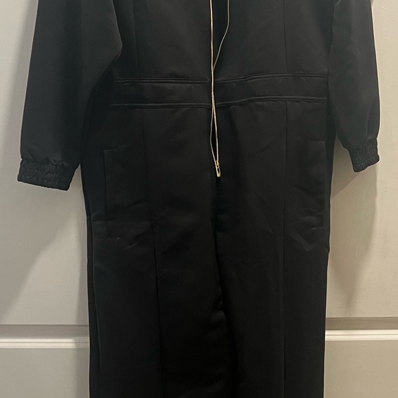 adidas Black Zip-Front One Piece JUMPSUIT. Hidden mesh peekaboo zipper option - Picture 2 of 9